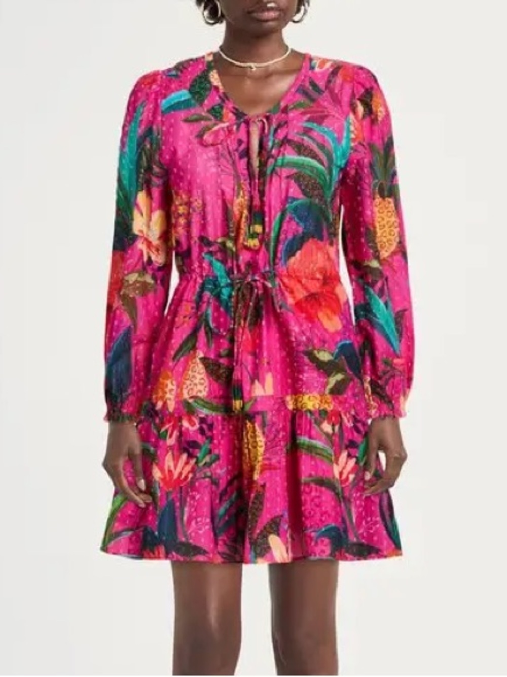 Farm Rio Leopard Flowers Mini Dress Sz Small